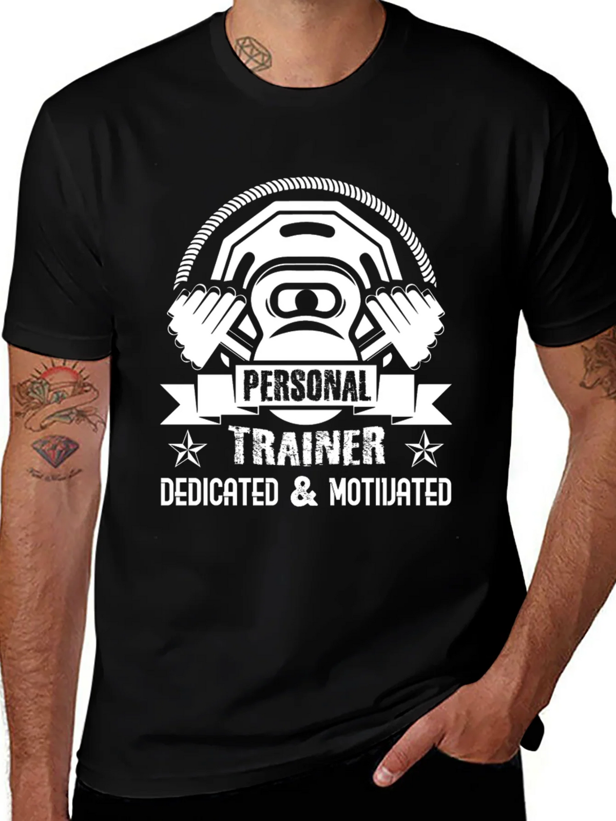 Personal Trainer Black T-Shirt - Dedicated & Motivated product image 1