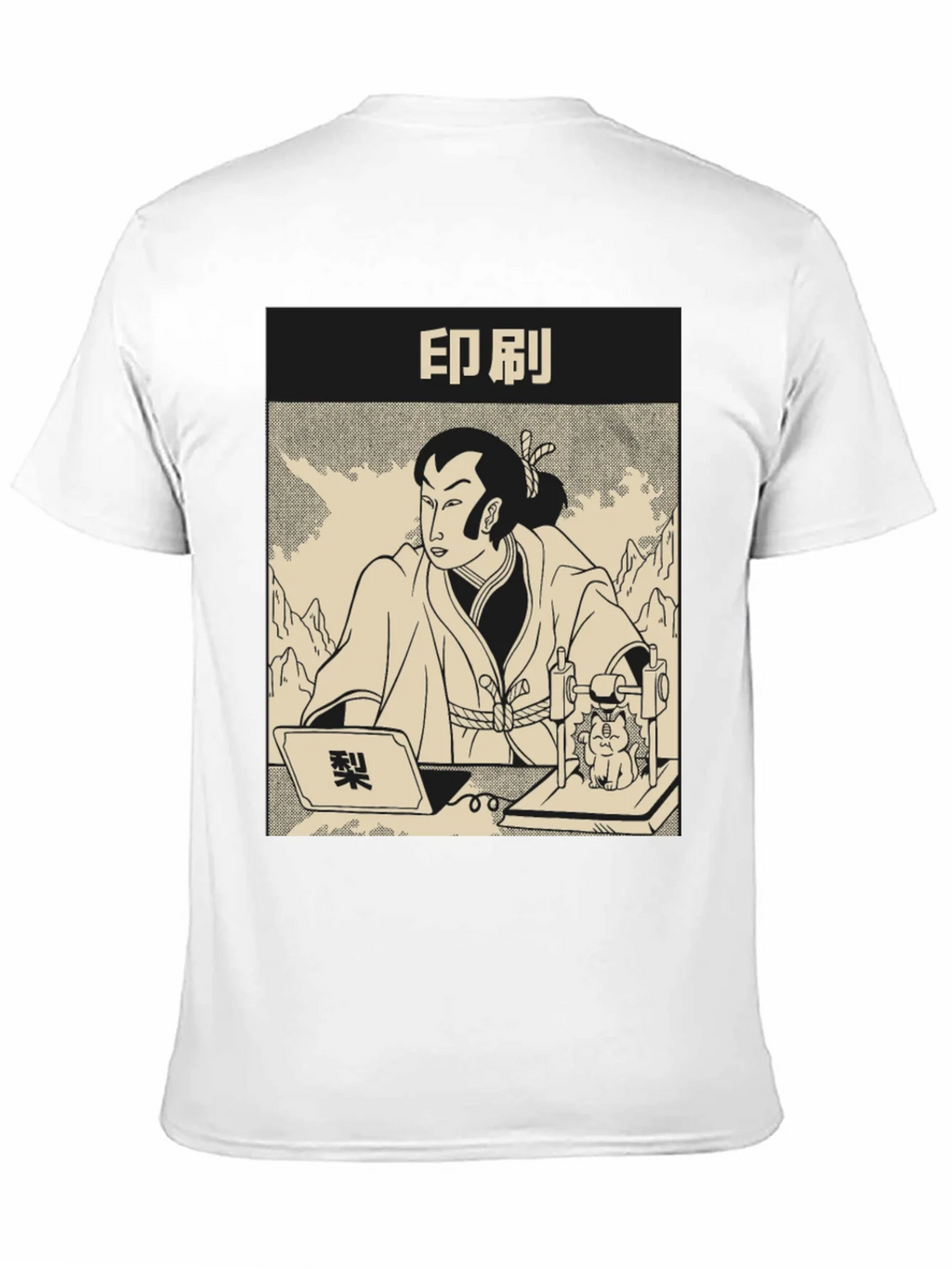 Samurai Cat Print Black T-Shirt product image 10