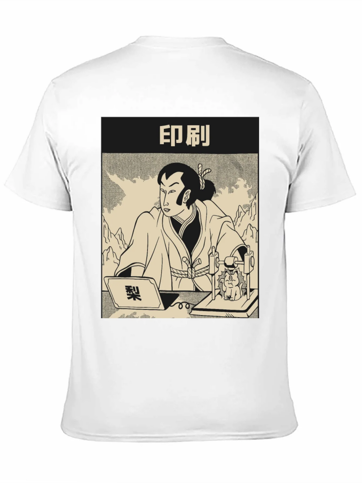 Samurai Cat Print Black T-Shirt product image 10