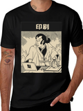Samurai Cat Print Black T-Shirt product image 1
