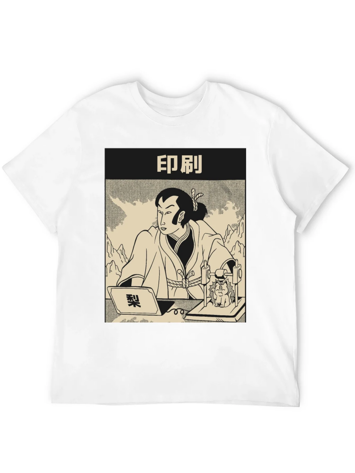 Samurai Cat Print Black T-Shirt product image 11