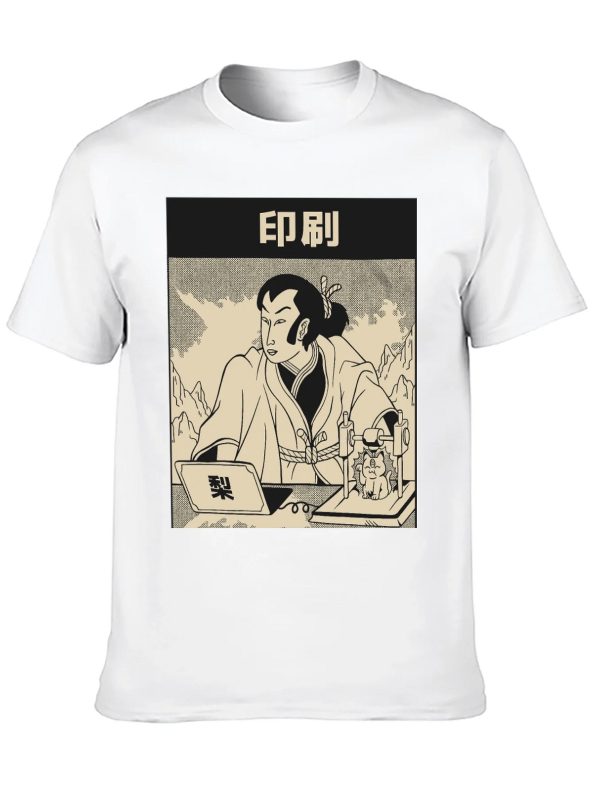 Samurai Cat Print Black T-Shirt product image 9
