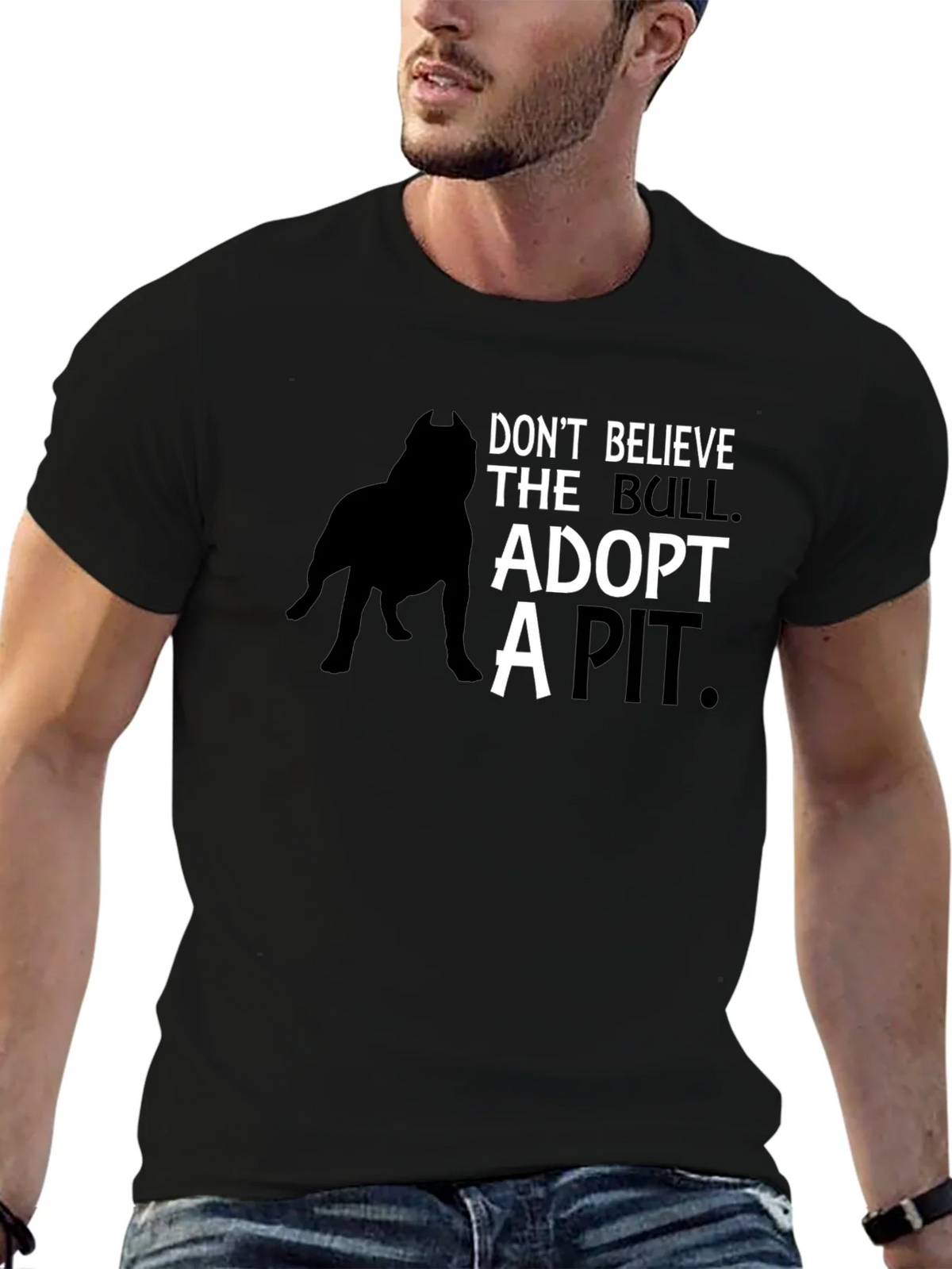 Adopt a Pit Bull T-Shirt - Black product image 6