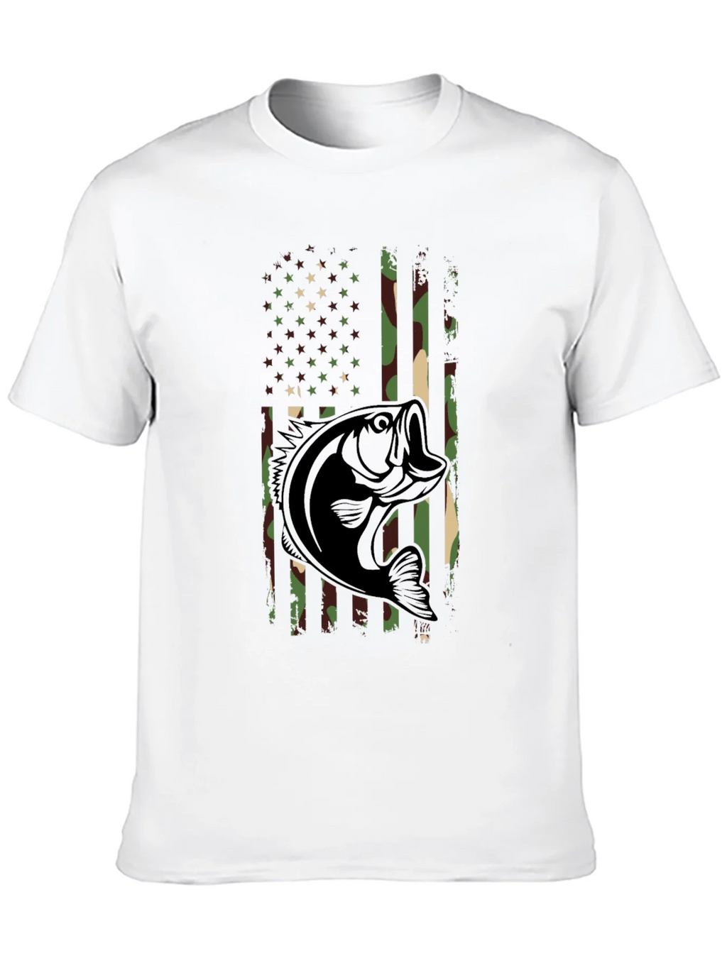 Camouflage American Flag Bass Fishing T-Shirt product image 9