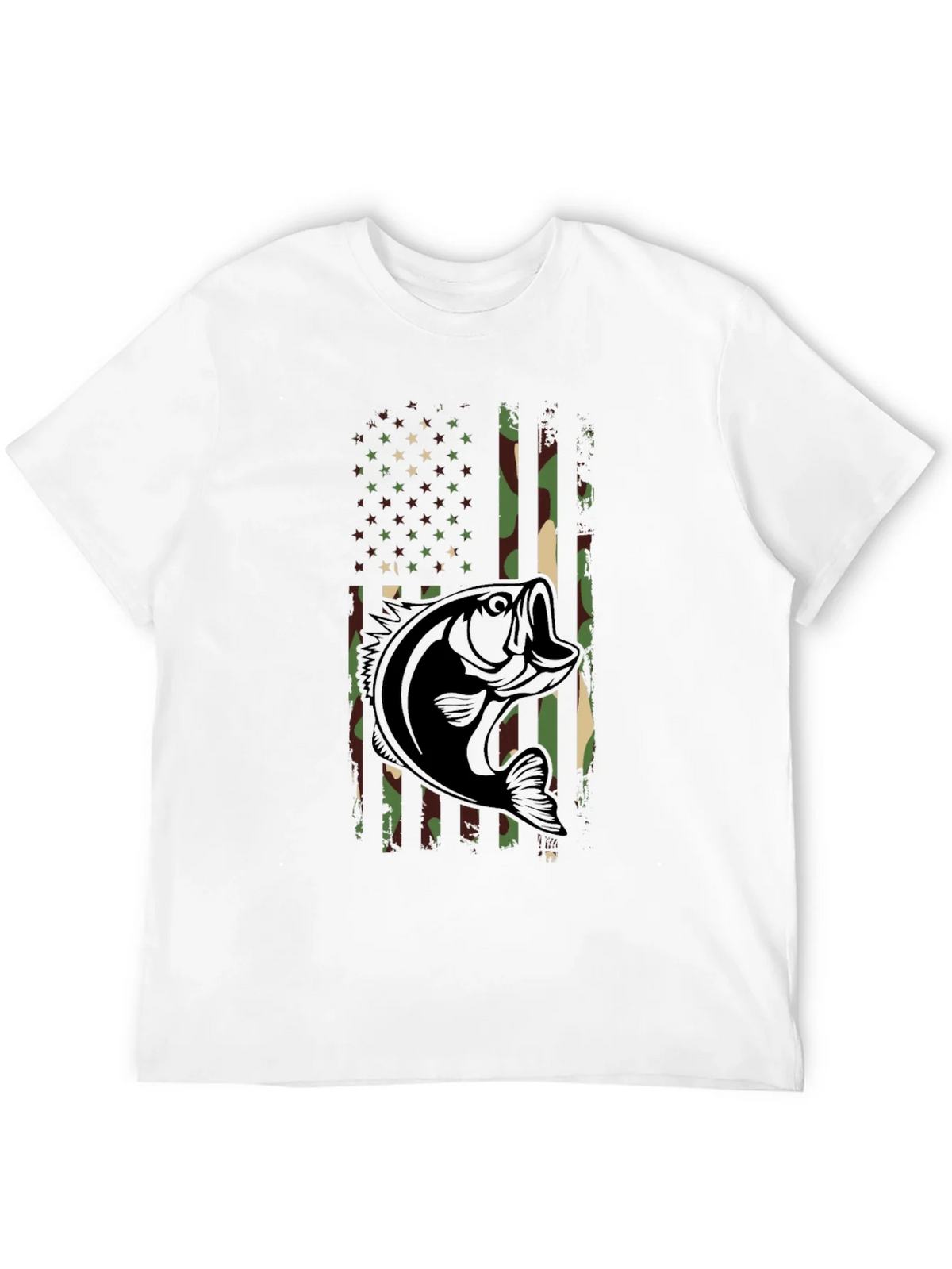 Camouflage American Flag Bass Fishing T-Shirt product image 11