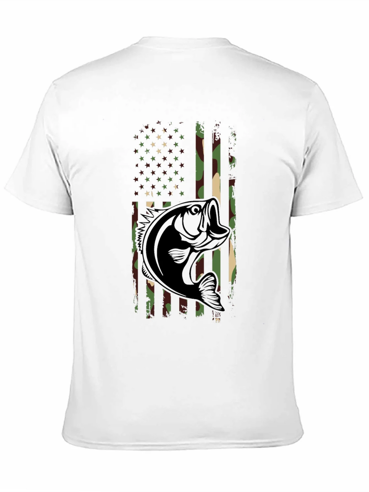 Camouflage American Flag Bass Fishing T-Shirt product image 10