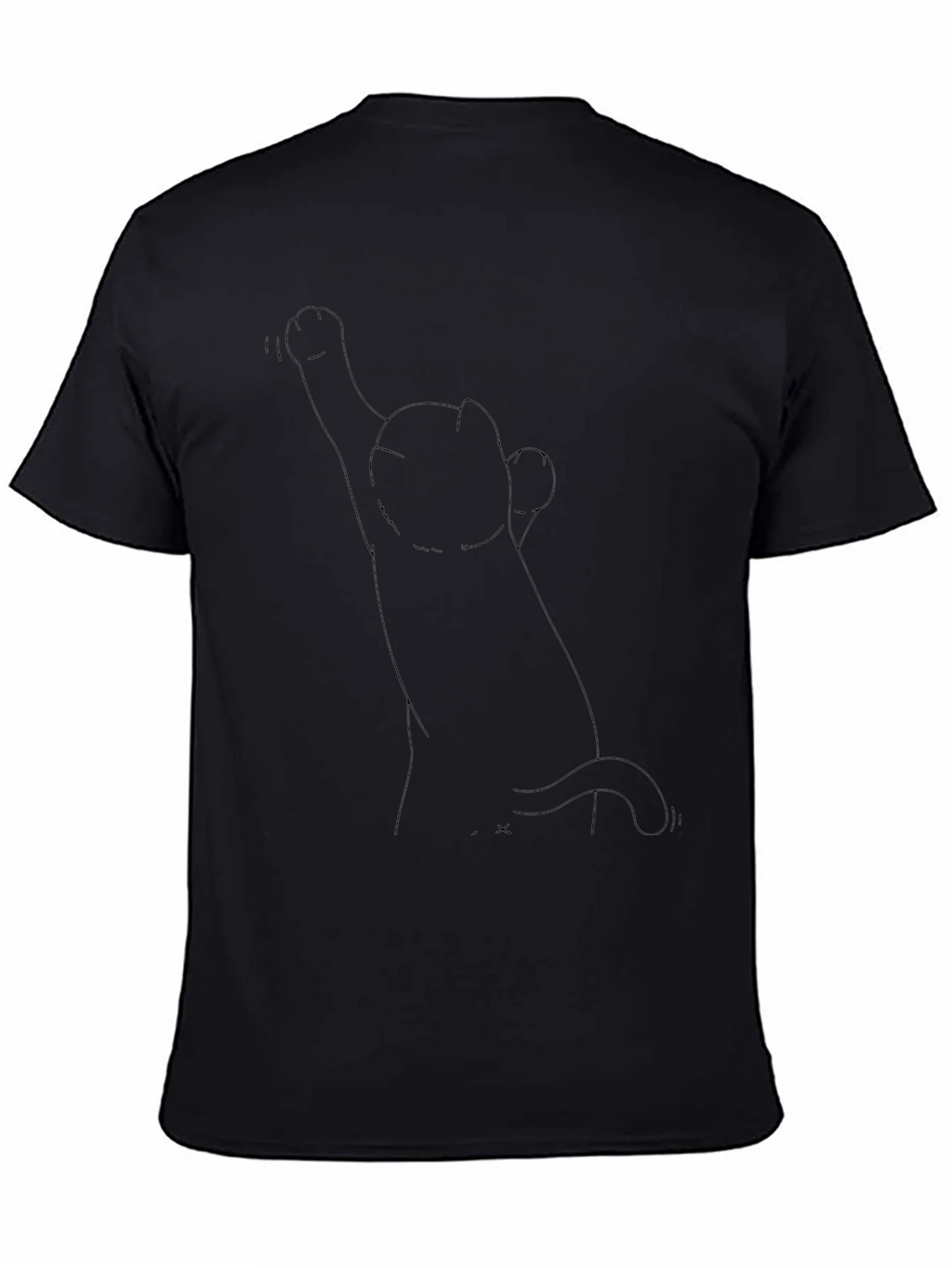 Mens Black T-Shirt with Cat Design product image 4
