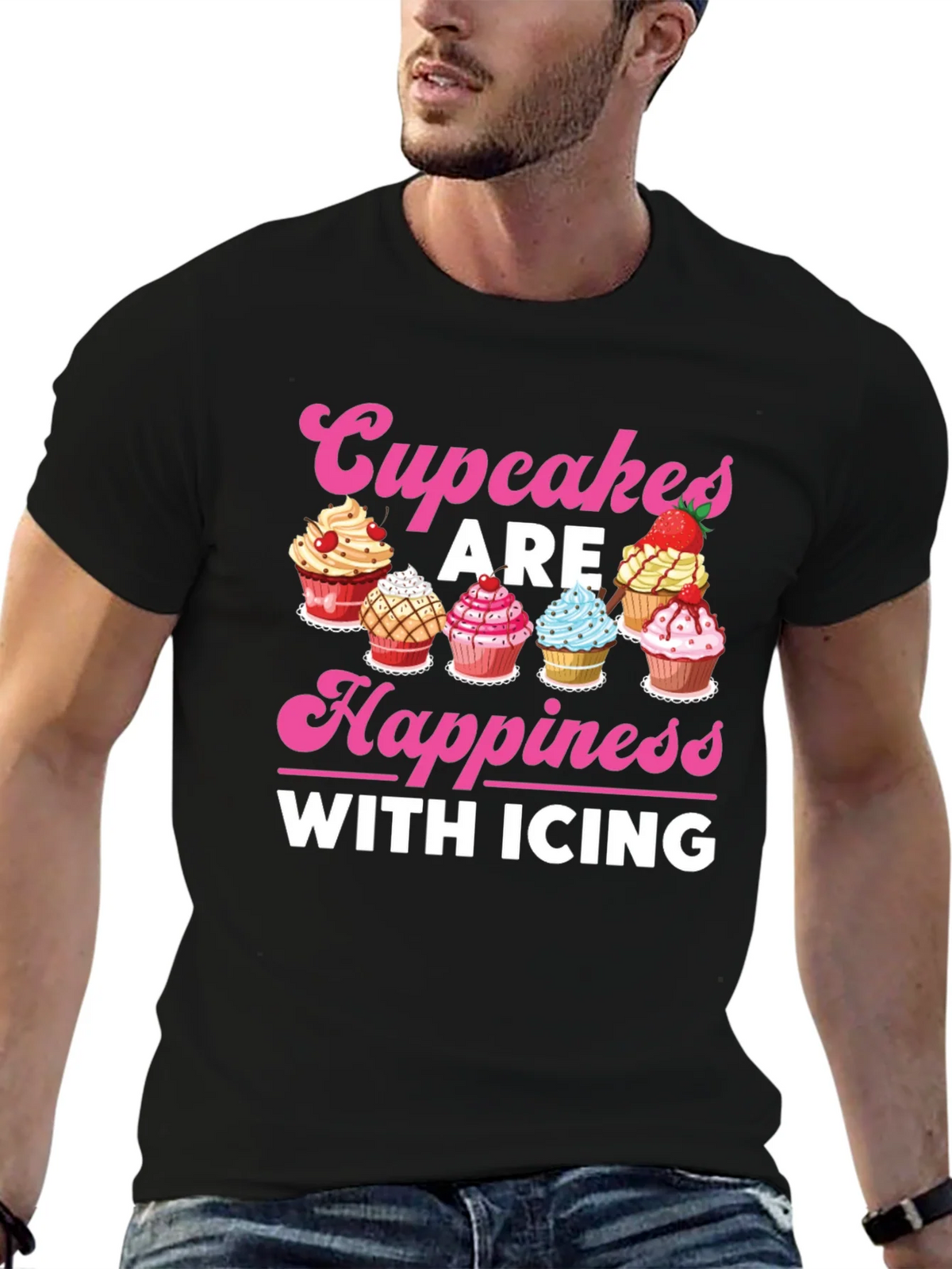 Cupcakes Are Happiness with Icing Graphic T-Shirt product image 4
