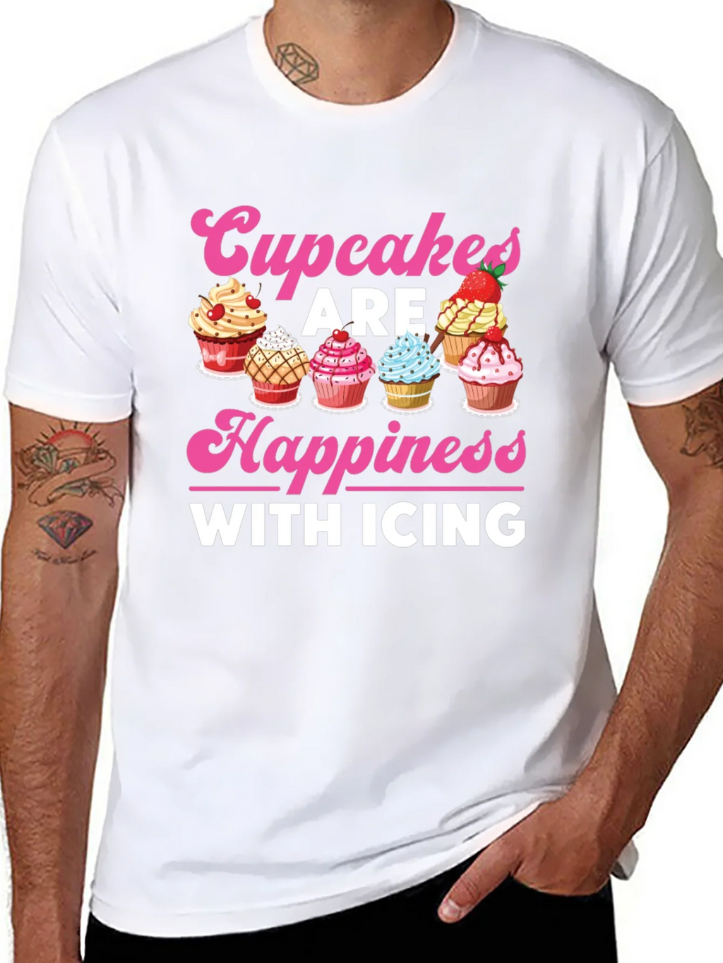 Cupcakes Are Happiness with Icing Graphic T-Shirt product image 5