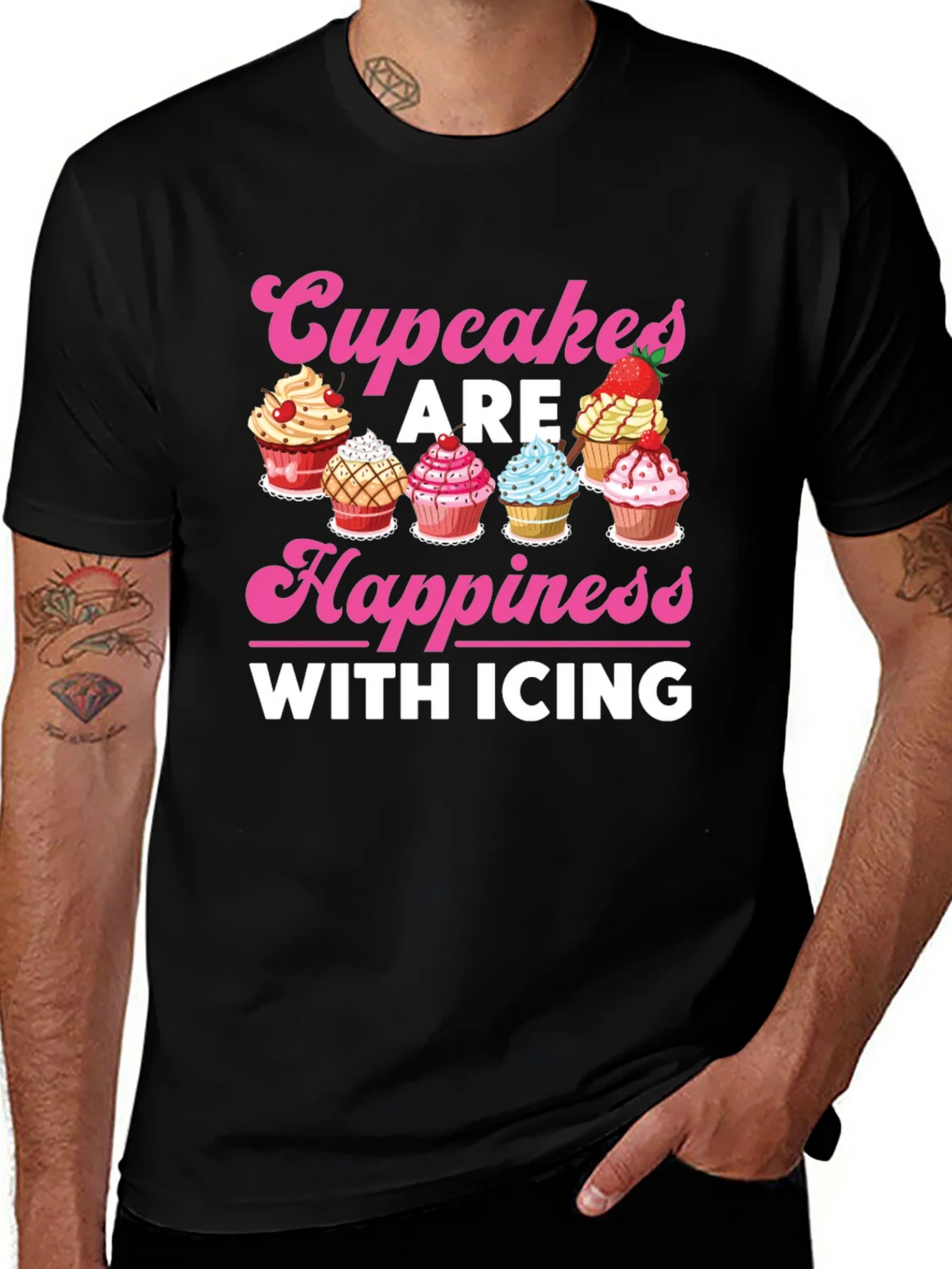 Cupcakes Are Happiness with Icing Graphic T-Shirt product image 1