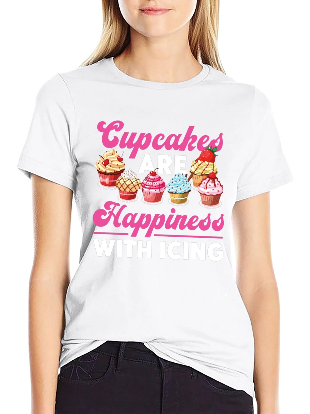 Cupcakes Are Happiness with Icing Graphic T-Shirt product image 6
