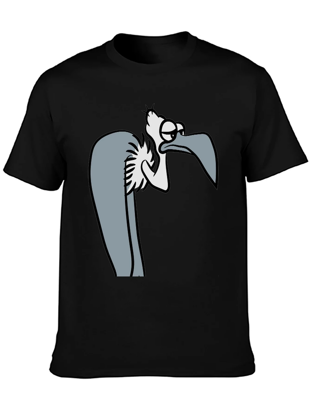 Funny Cartoon Vulture Graphic Black T-Shirt product image 3