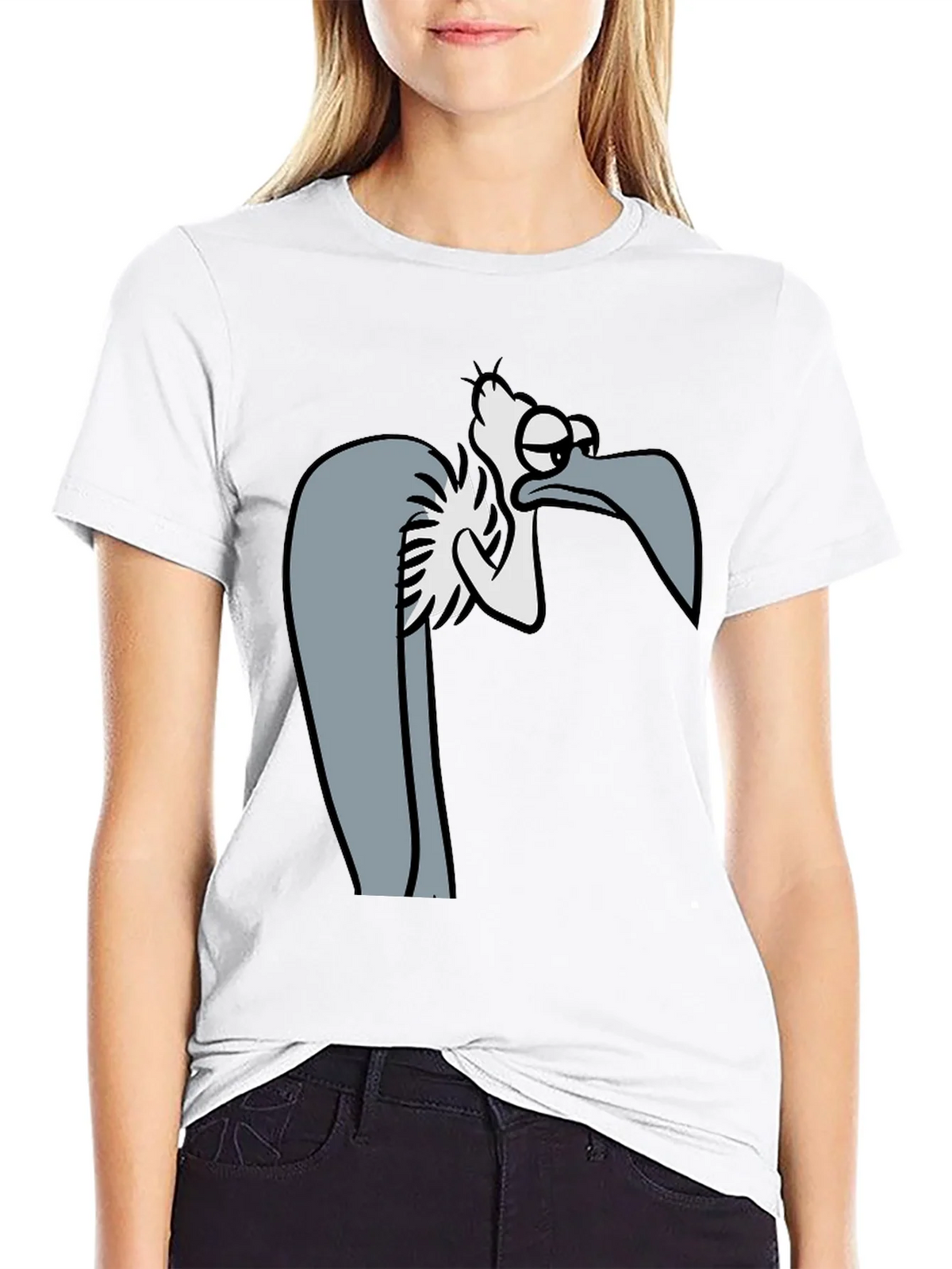 Funny Cartoon Vulture Graphic Black T-Shirt product image 8