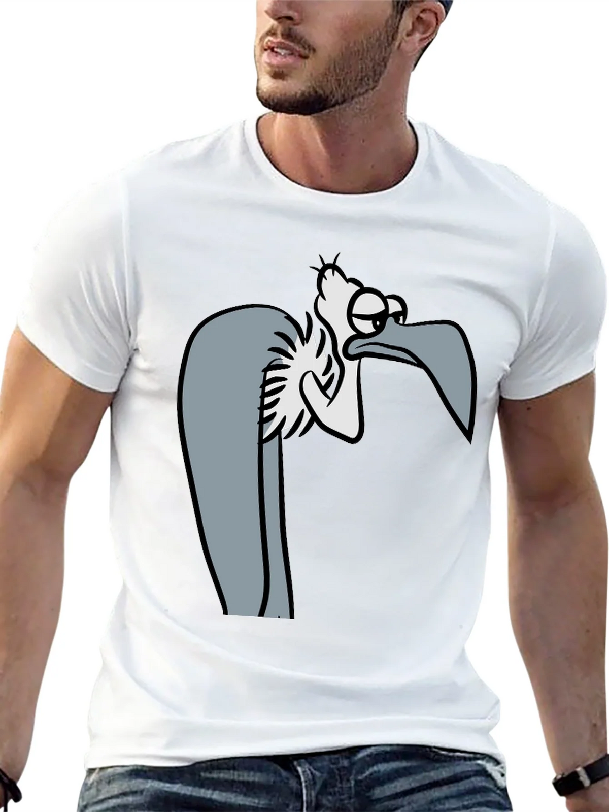 Funny Cartoon Vulture Graphic Black T-Shirt product image 12