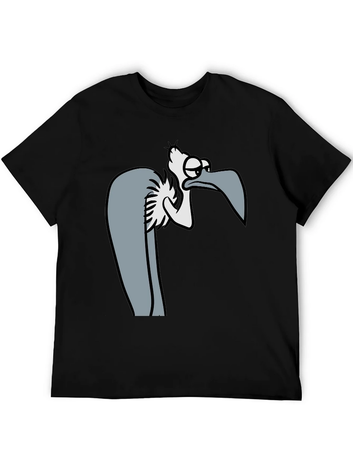 Funny Cartoon Vulture Graphic Black T-Shirt product image 5