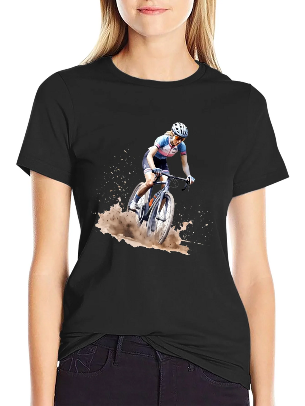 Cyclocross Rider Graphic Tee - Black Cotton Blend Shirt product image 2