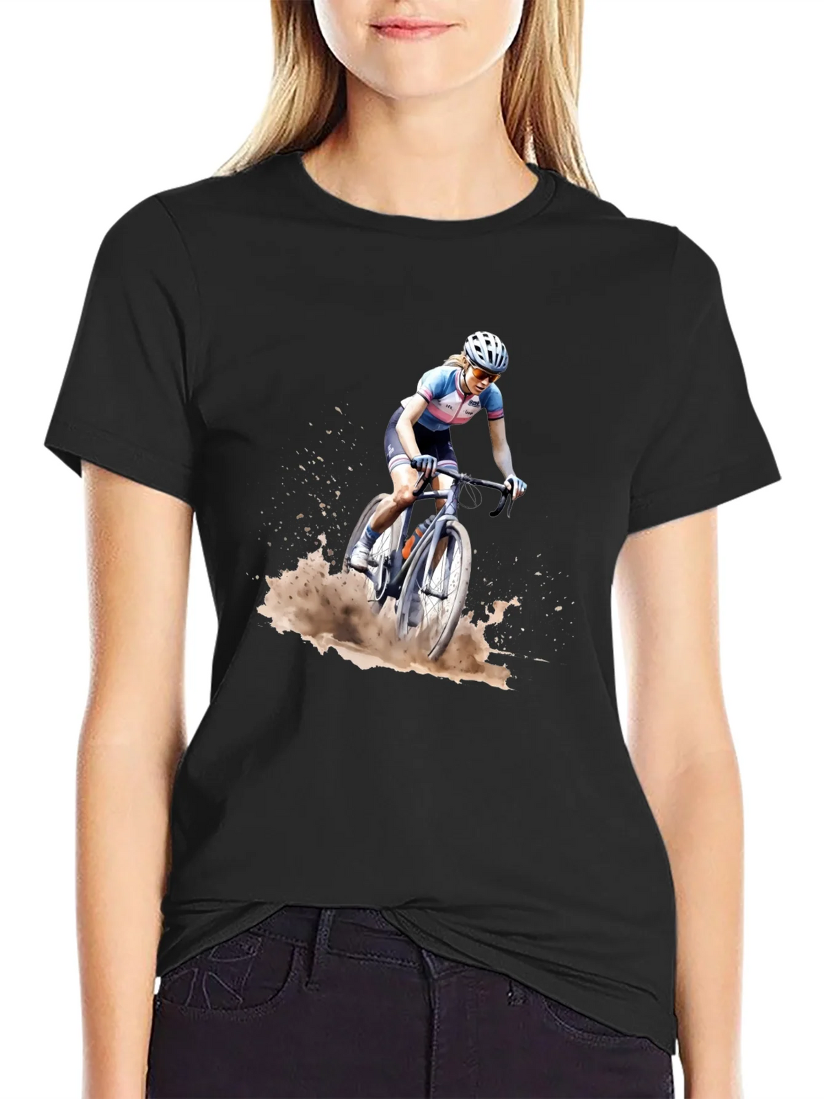 Cyclocross Rider Graphic Tee - Black Cotton Blend Shirt product image 2