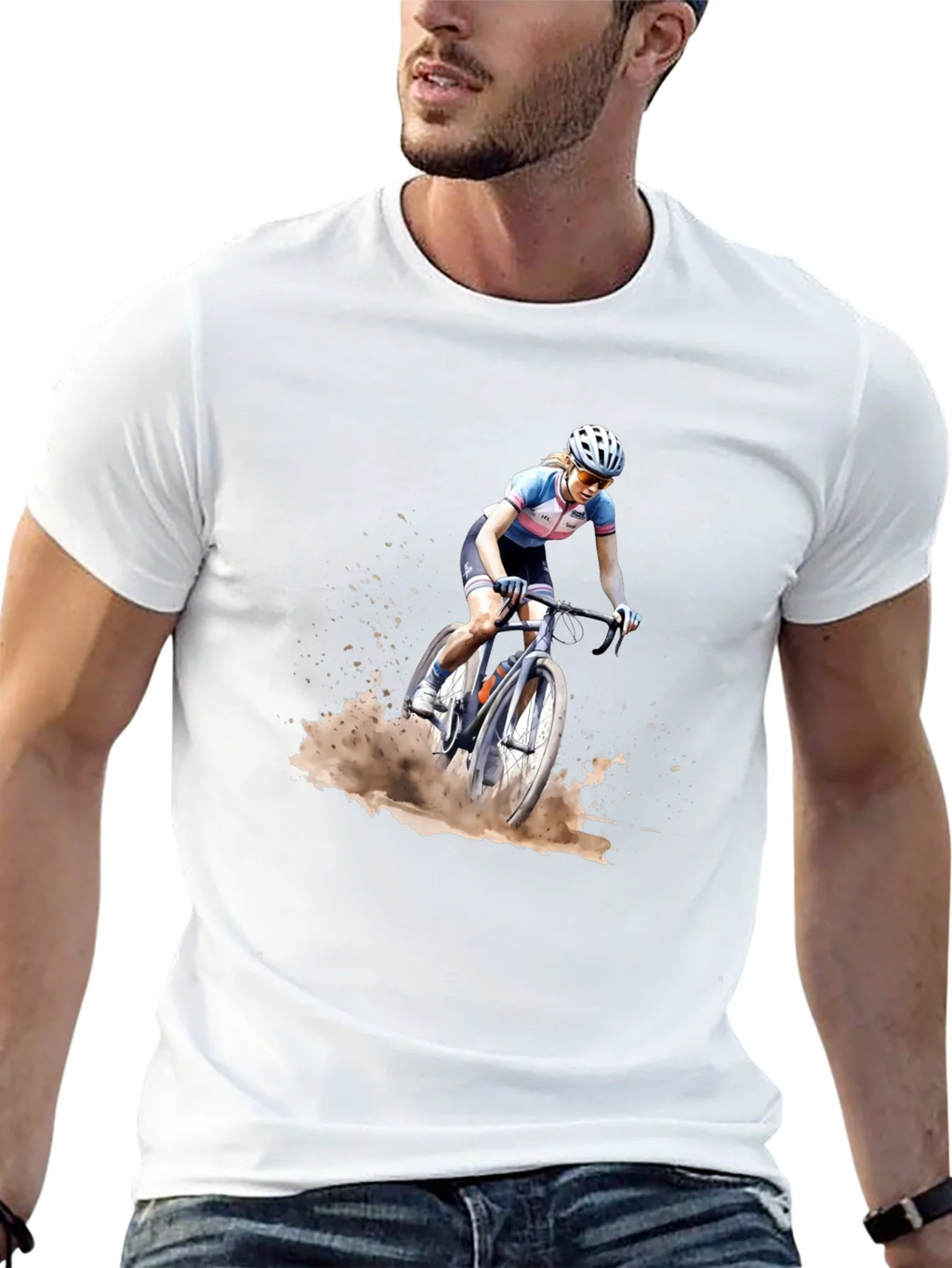Cyclocross Rider Graphic Tee - Black Cotton Blend Shirt product image 12
