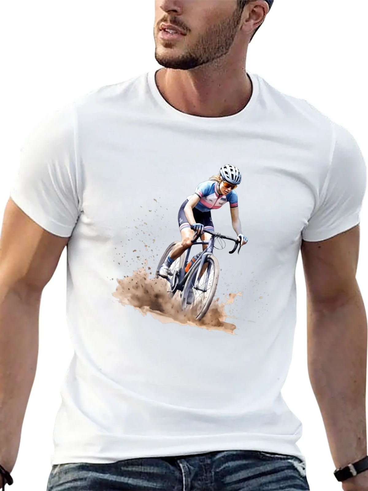 Cyclocross Rider Graphic Tee - Black Cotton Blend Shirt product image 12