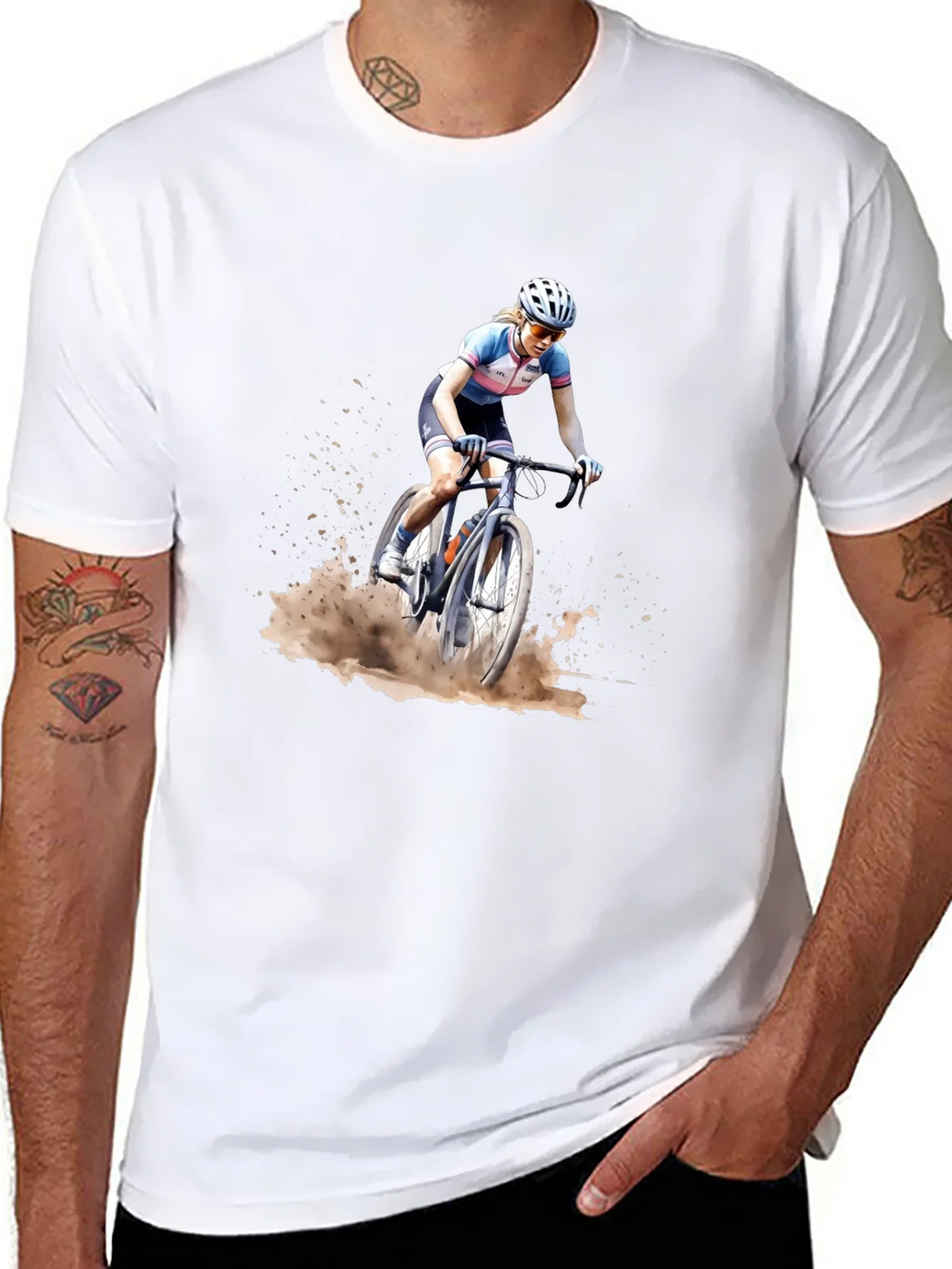 Cyclocross Rider Graphic Tee - Black Cotton Blend Shirt product image 7