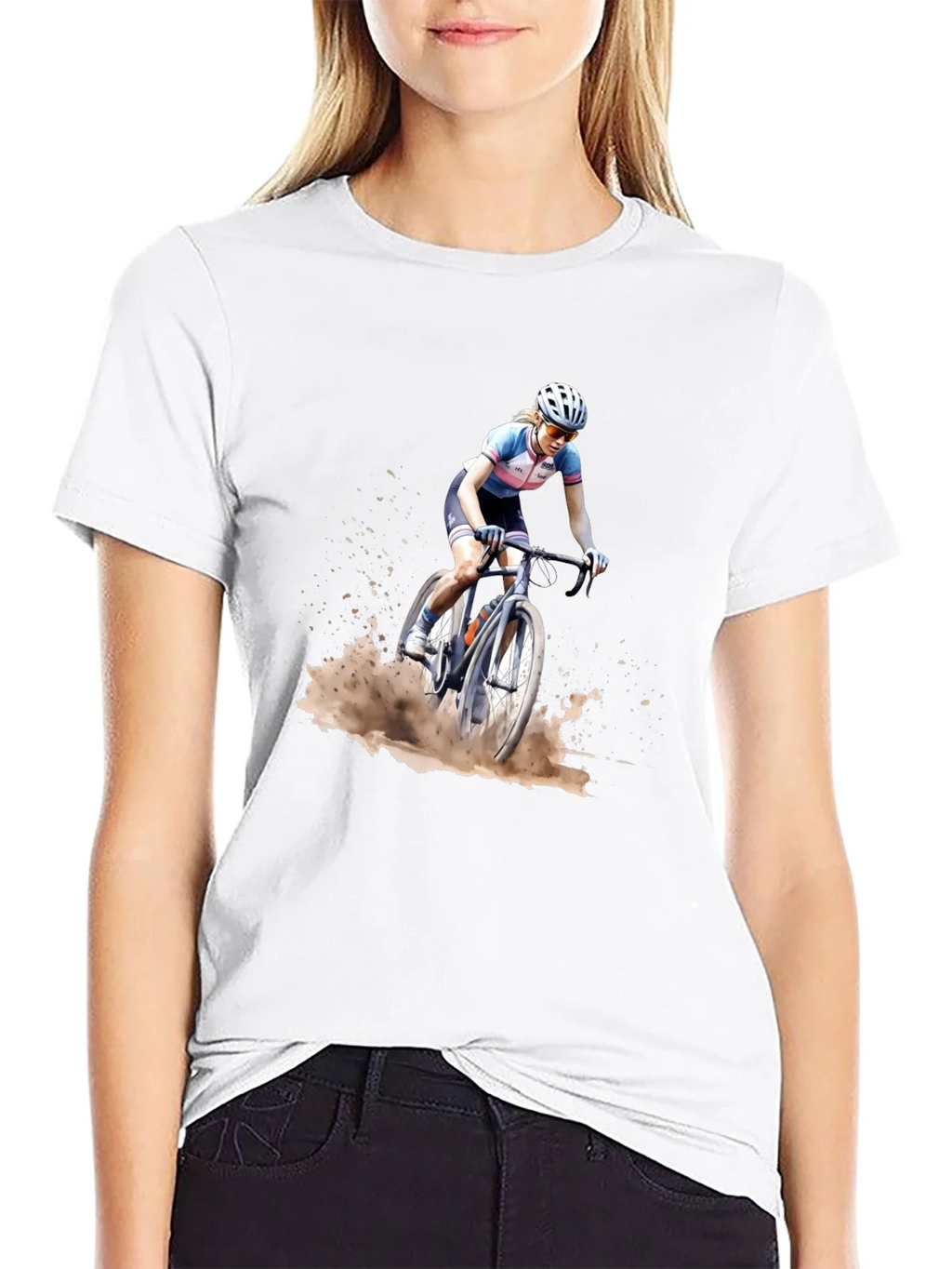 Cyclocross Rider Graphic Tee - Black Cotton Blend Shirt product image 8