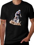 Cyclocross Rider Graphic Tee - Black Cotton Blend Shirt product image 1