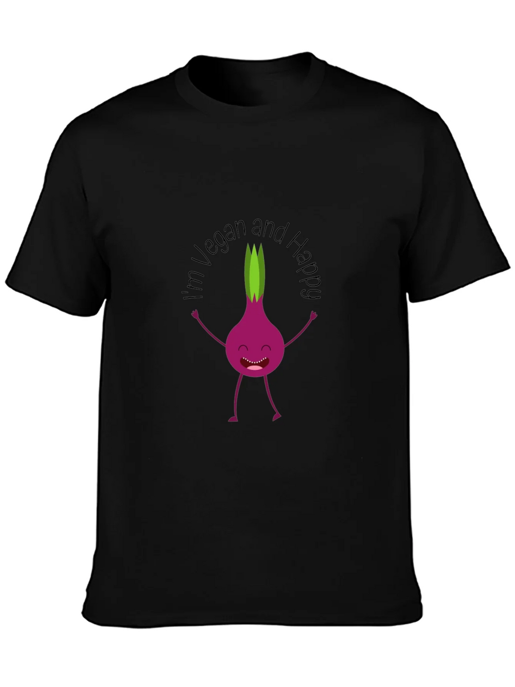 Vegan & Happy T-Shirt - Funny Onion Cartoon Tee product image 3