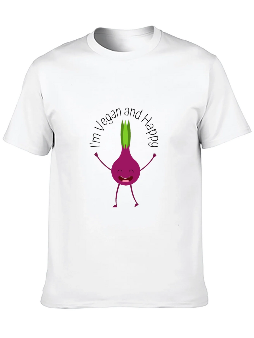 Vegan & Happy T-Shirt - Funny Onion Cartoon Tee product image 9