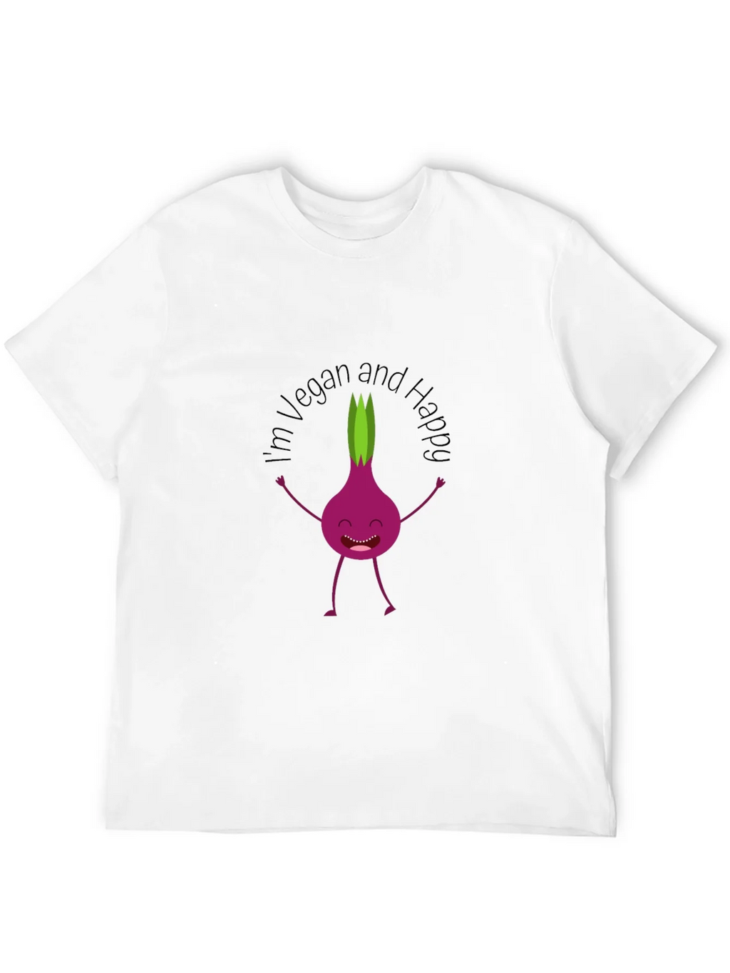 Vegan & Happy T-Shirt - Funny Onion Cartoon Tee product image 11