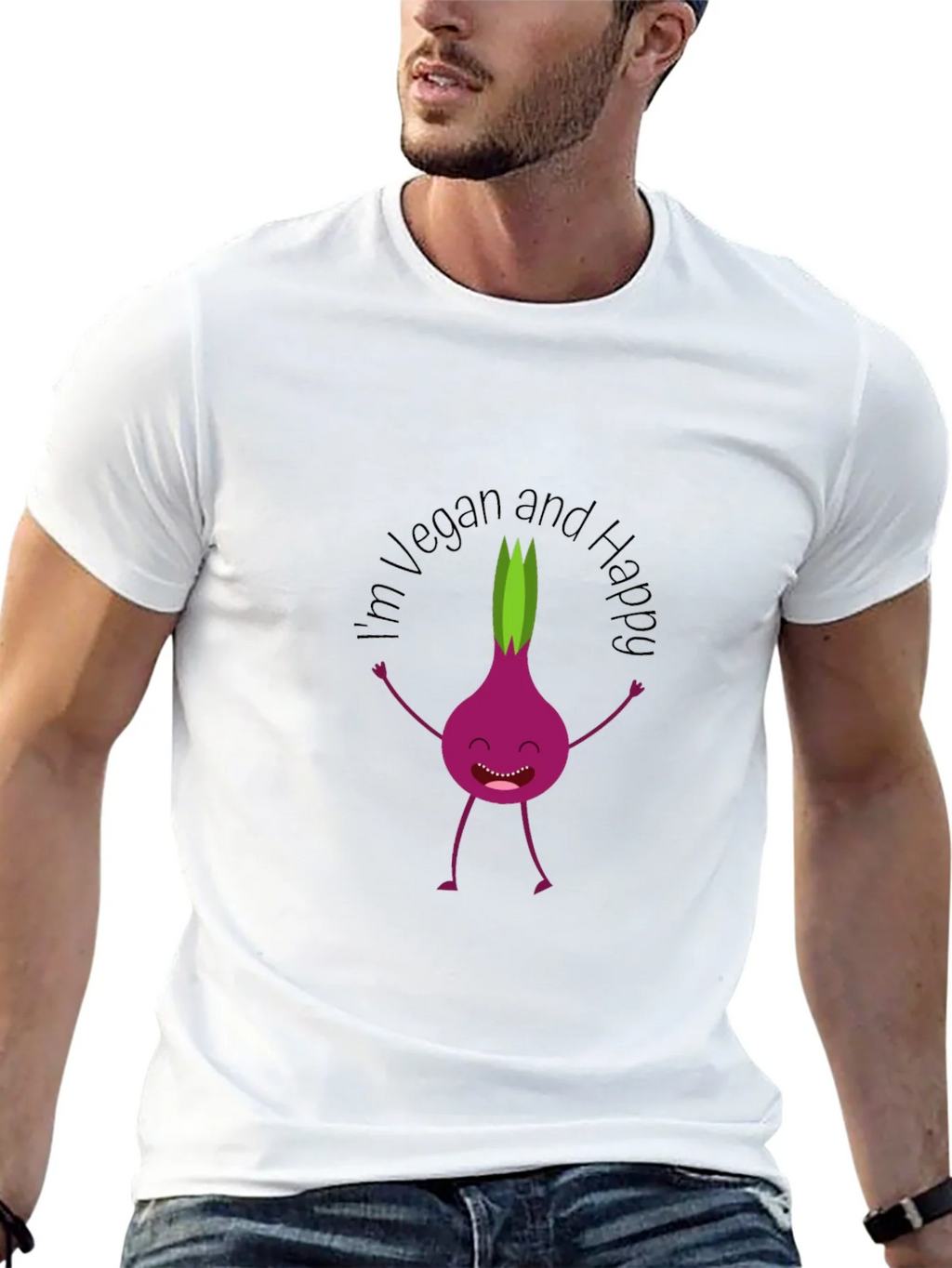 Vegan & Happy T-Shirt - Funny Onion Cartoon Tee product image 12