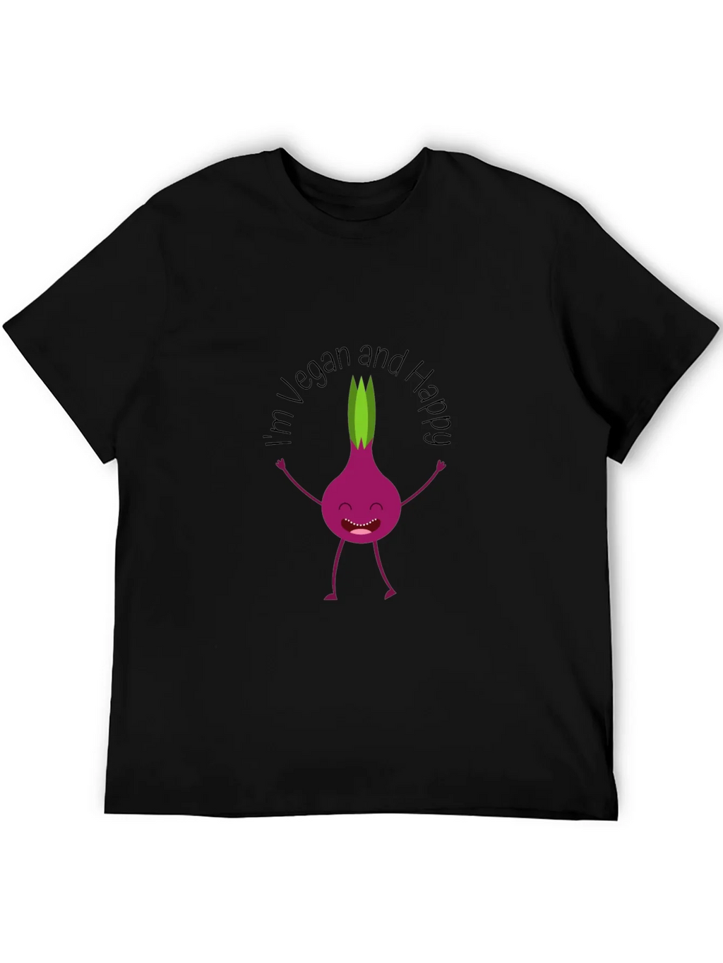 Vegan & Happy T-Shirt - Funny Onion Cartoon Tee product image 5
