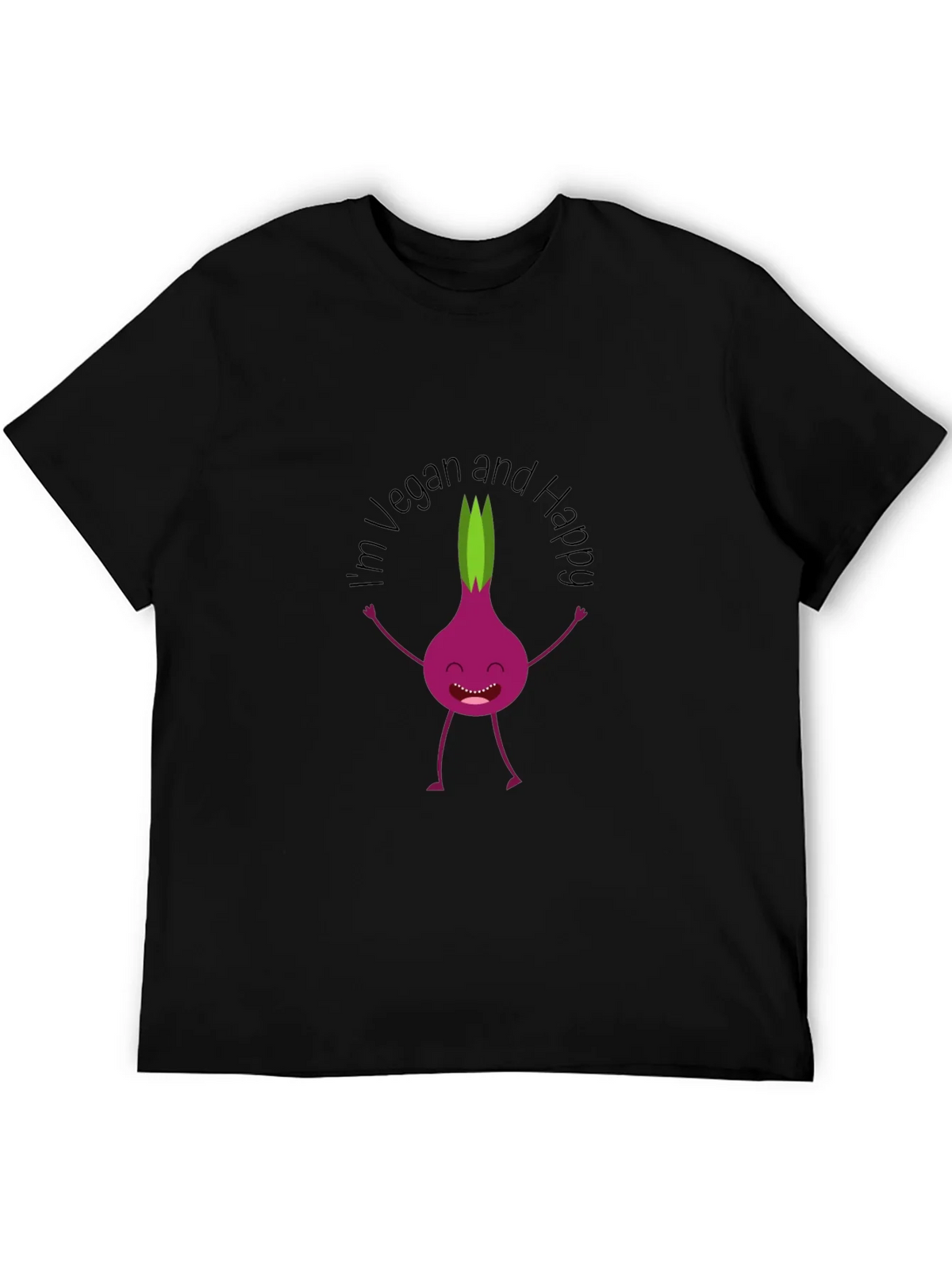 Vegan & Happy T-Shirt - Funny Onion Cartoon Tee product image 5