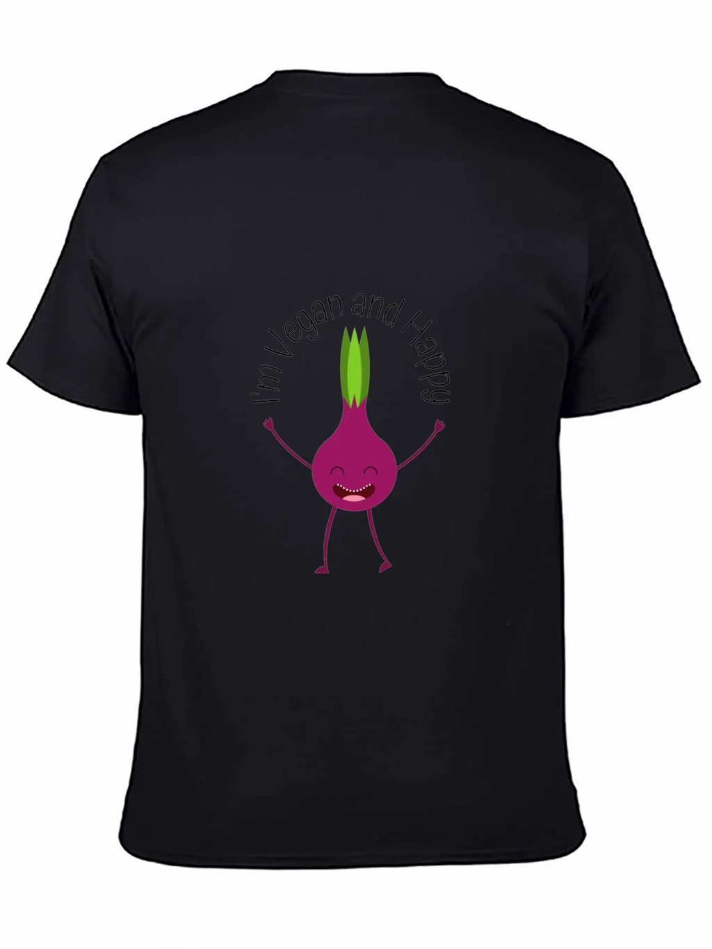Vegan & Happy T-Shirt - Funny Onion Cartoon Tee product image 4