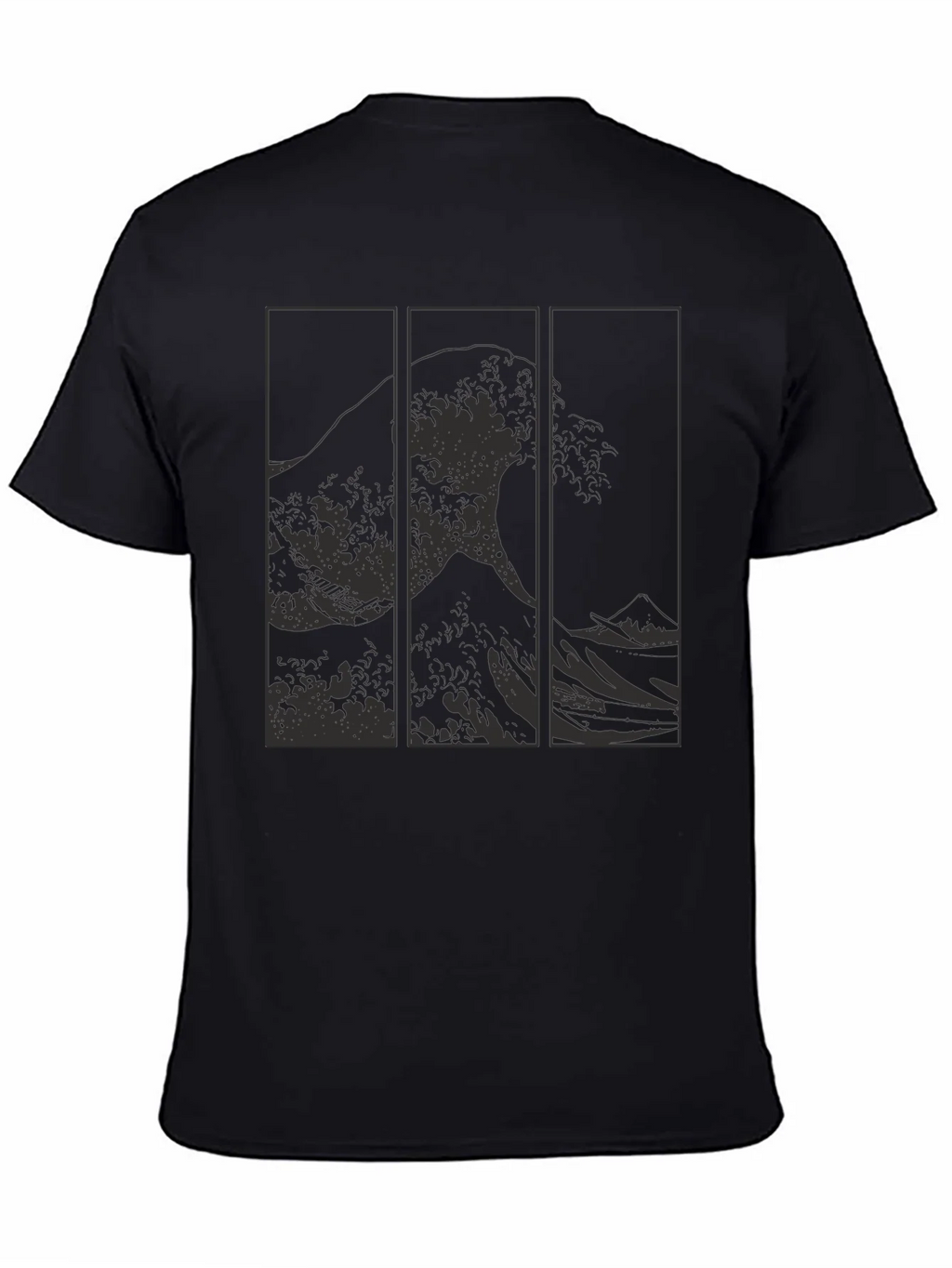 Great Wave Triptych Black T-Shirt - Artistic Style product image 4