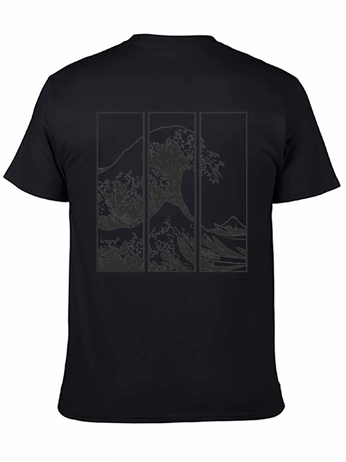 Great Wave Triptych Black T-Shirt - Artistic Style product image 4