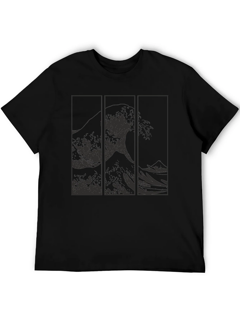 Great Wave Triptych Black T-Shirt - Artistic Style product image 5