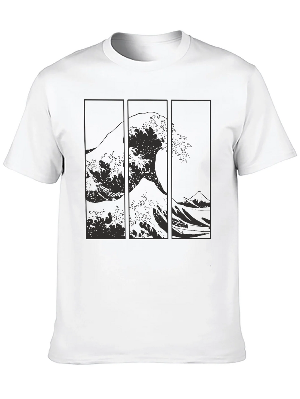 Great Wave Triptych Black T-Shirt - Artistic Style product image 9