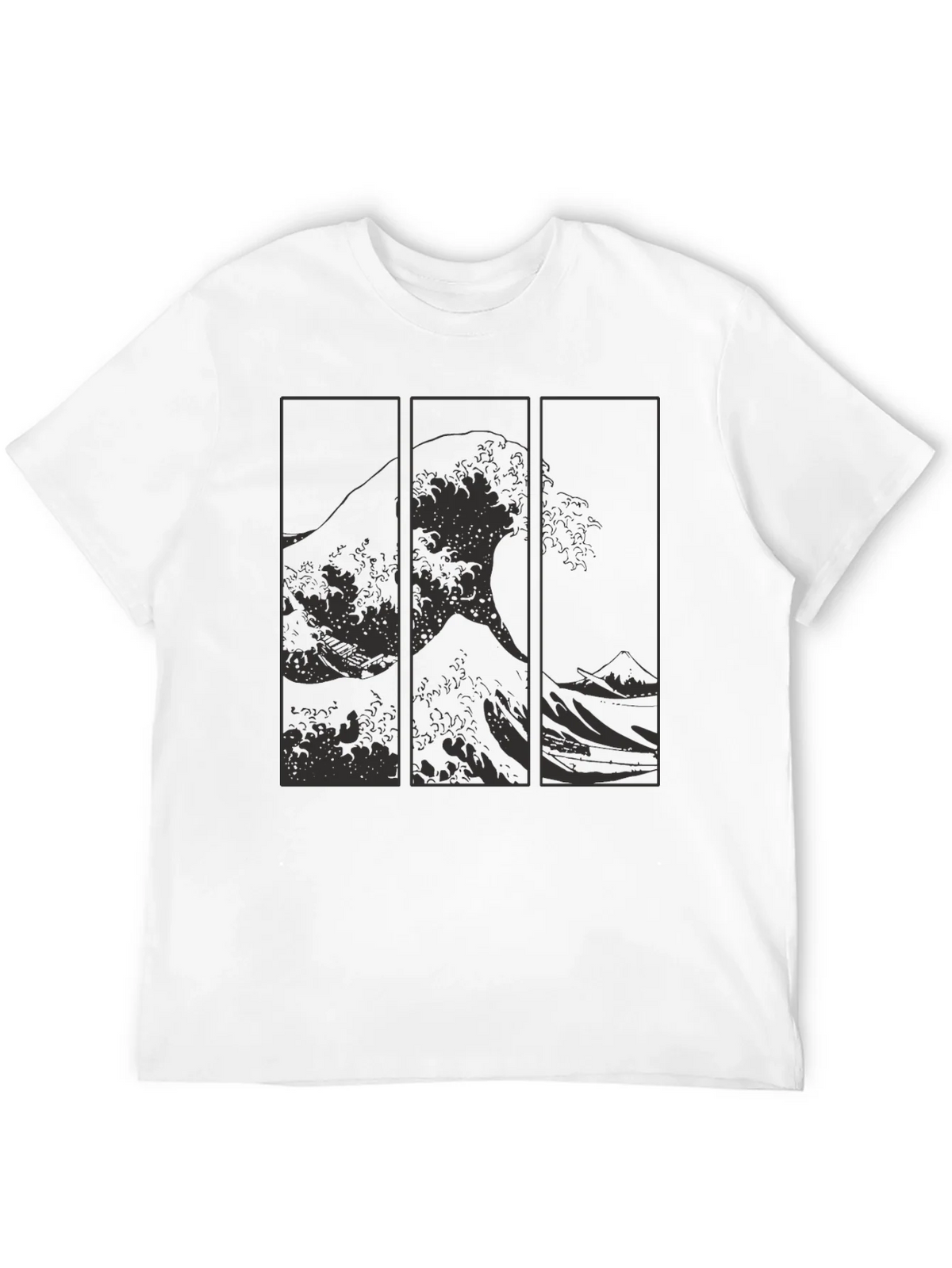 Great Wave Triptych Black T-Shirt - Artistic Style product image 11
