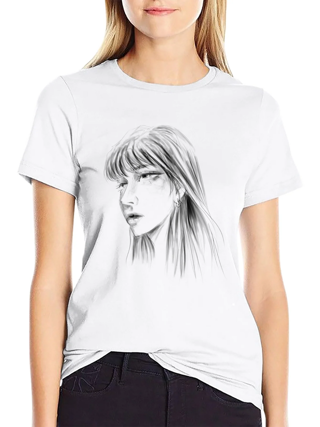 Black Graphic Tee - Anime Girl Design product image 8