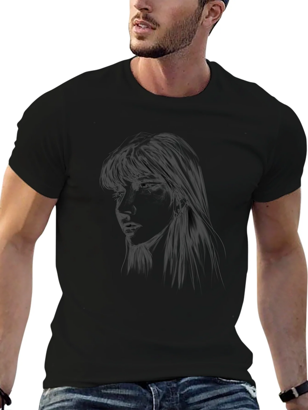Black Graphic Tee - Anime Girl Design product image 6