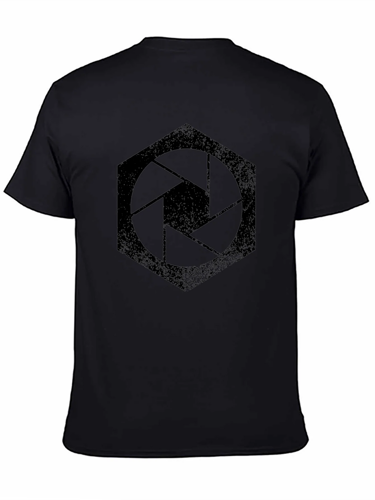 Hexagon Camera Aperture Graphic Tee - Black Cotton Shirt product image 4