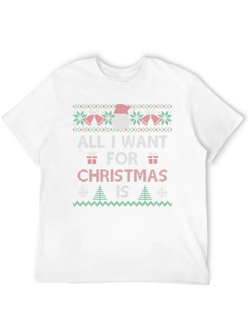Festive All I Want Christmas Knit Style T-Shirt