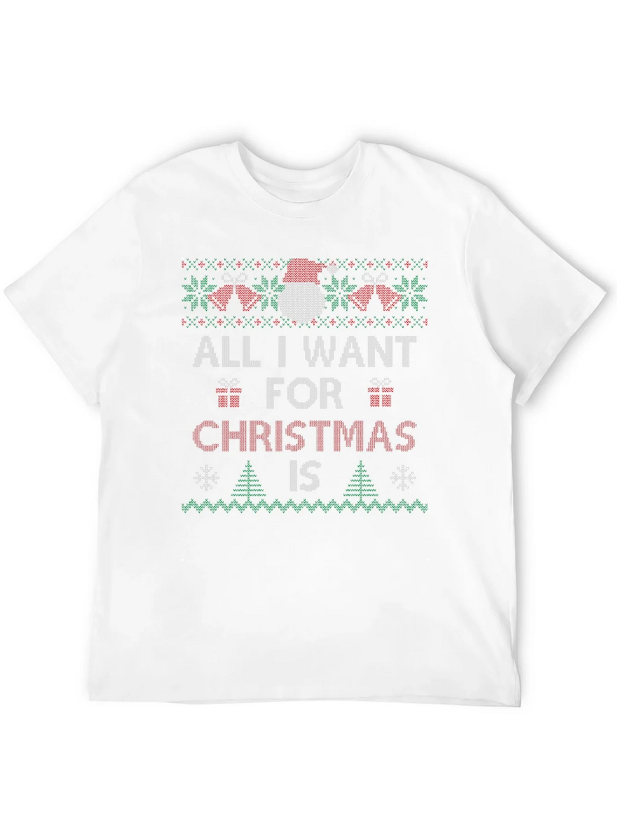 Festive All I Want Christmas Knit Style T-Shirt