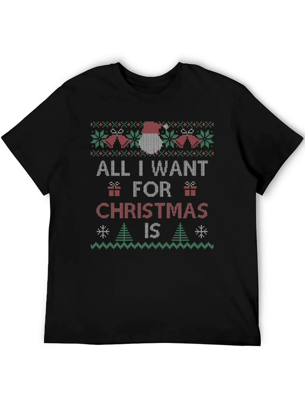 Festive All I Want Christmas Knit Style T-Shirt