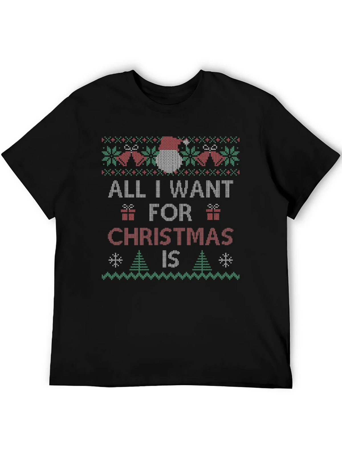 Festive All I Want Christmas Knit Style T-Shirt