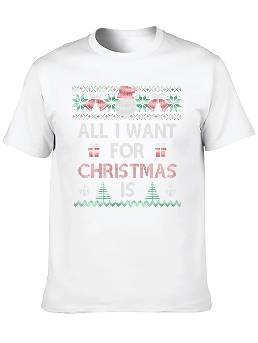 Festive All I Want Christmas Knit Style T-Shirt