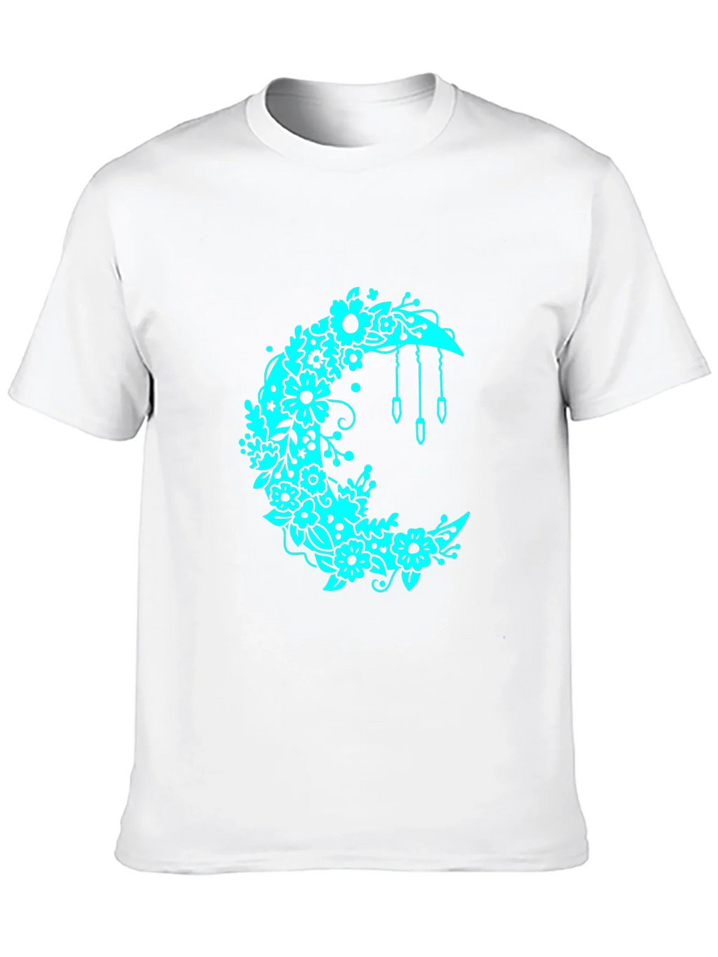 Floral Crescent Moon Black T-Shirt product image 4