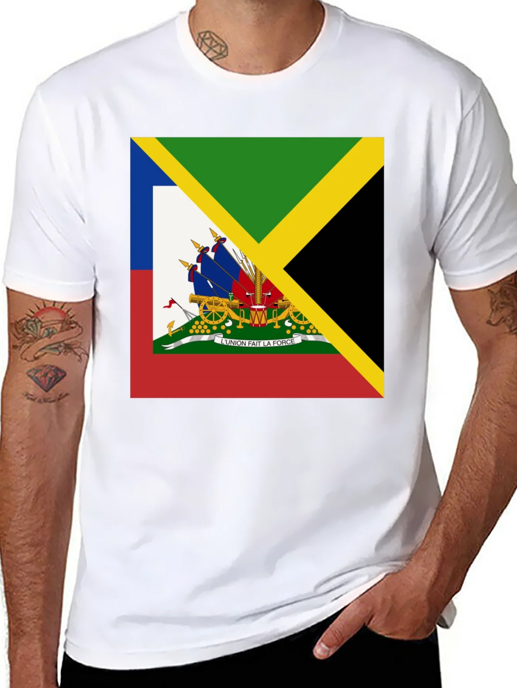 Haiti Jamaica Flag Graphic T-Shirt product image 7