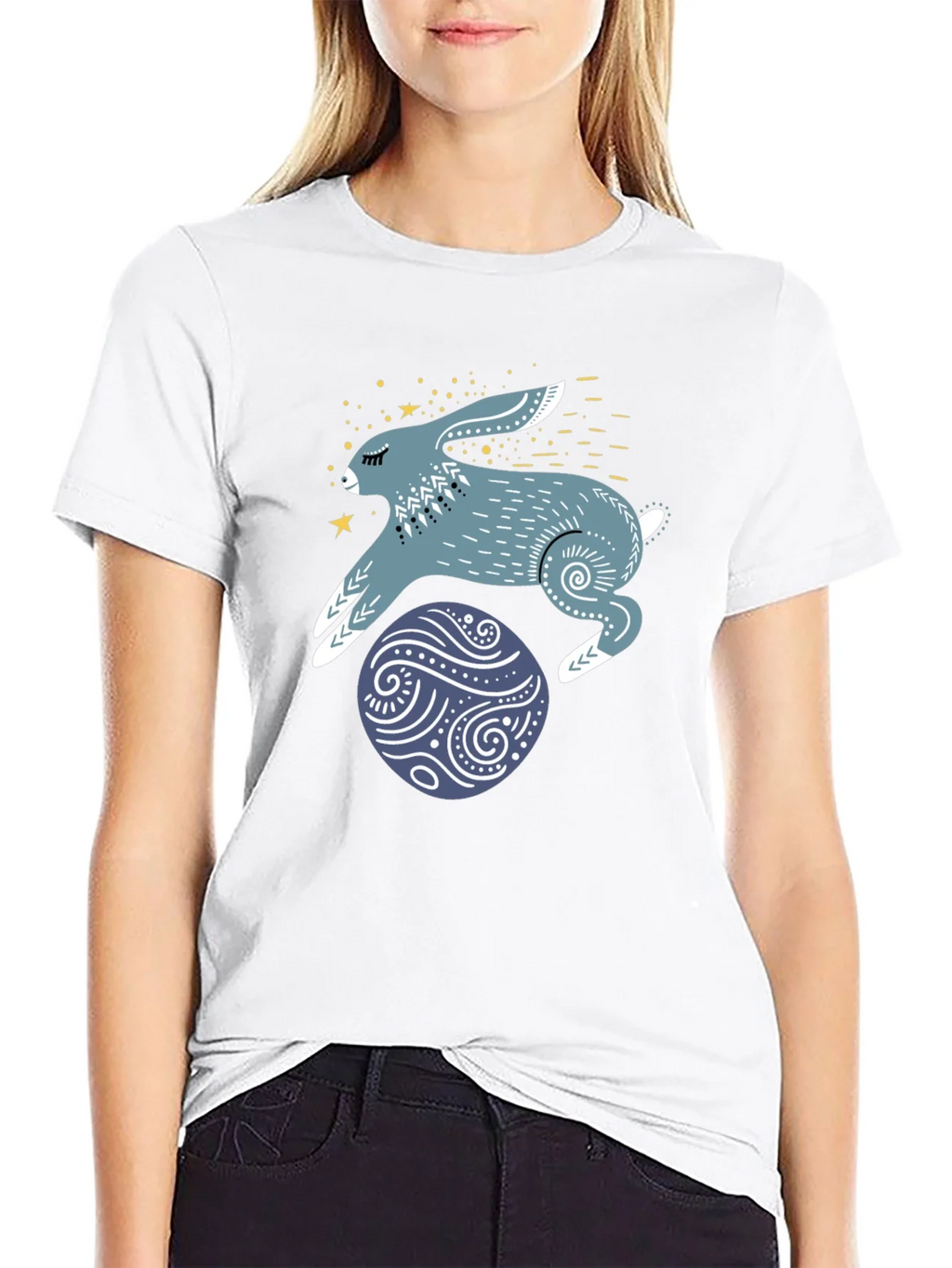 Rabbit & Egg Graphic Tee - Black Cotton T-Shirt product image 8
