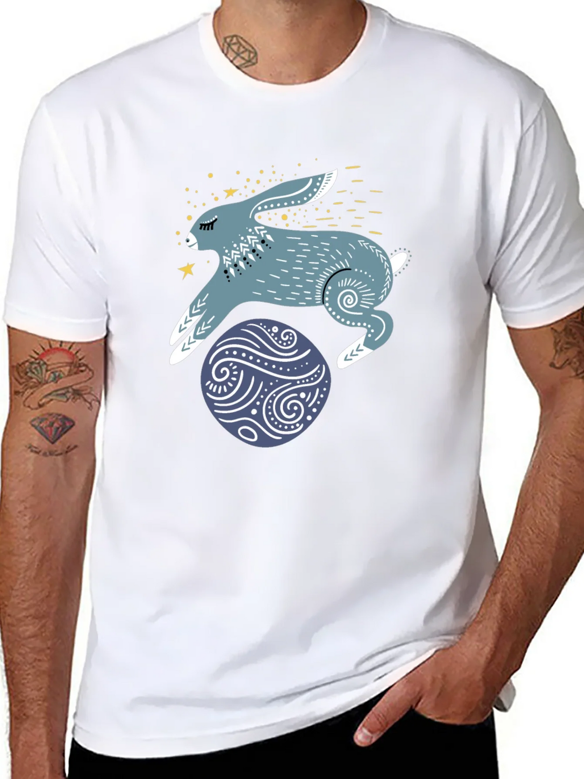 Rabbit & Egg Graphic Tee - Black Cotton T-Shirt product image 7